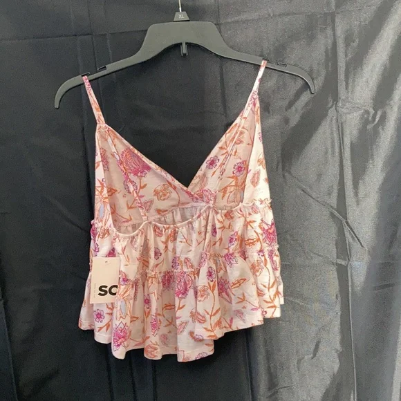 SO pink floral tiered cami boho top M XL or XXL jr - Picture 10 of 17